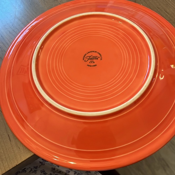Vintage Homer Laughlin Fiesta Wear Orange 10.5 inch Round Dinner Plate Set of 3 - Picture 4 of 5